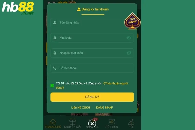 Hướng dẫn đăng ký HB88 trên máy tính PC cho bet thủ